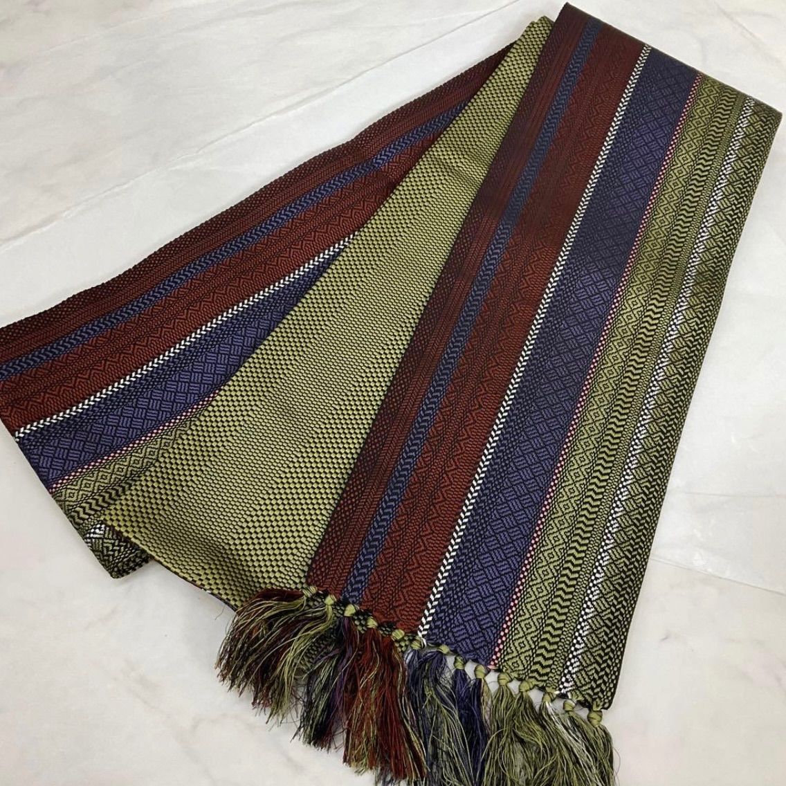 ●kimono one●kimonoarisa●厳選●♥同然●本場筑前博多織博多献上●手織●半幅帯●長尺●リバーシブル●半幅帯半巾帯小袋帯●371.5㎝●