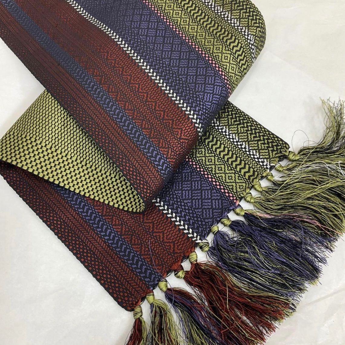 kimono one kimonoarisa 厳選 同然 本場筑前博多織博多献上 手織 半幅帯 長尺 リバーシブル 半幅帯半巾帯小袋帯 371.5㎝