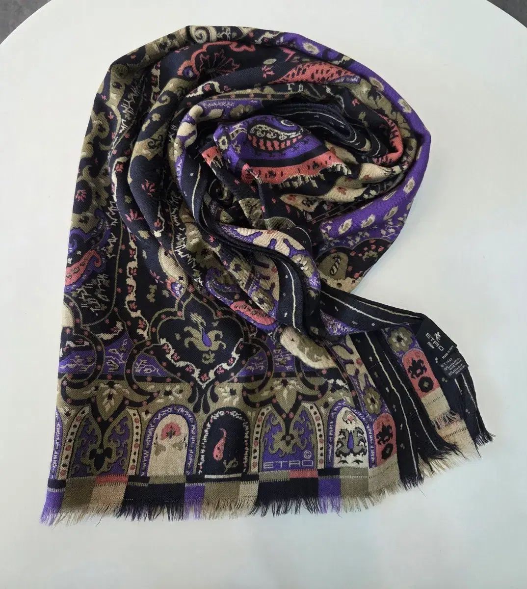 エトロ ベイズリー ウールシルク スカーフ