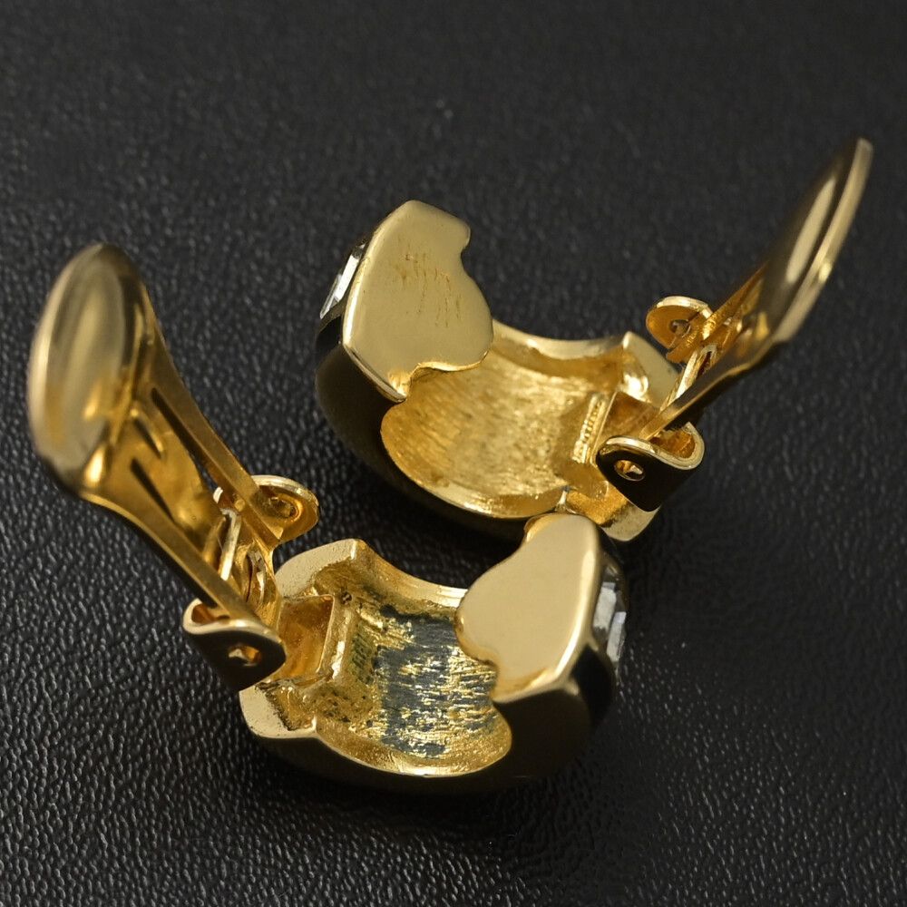  Christian Dior クリスチャンディオール ラインストーンイヤリング 合金 メッキ-9.8 g ゴールド×ブラック 翌日配送可 ♀ B レディース 599307 イヤリング アクセサリー