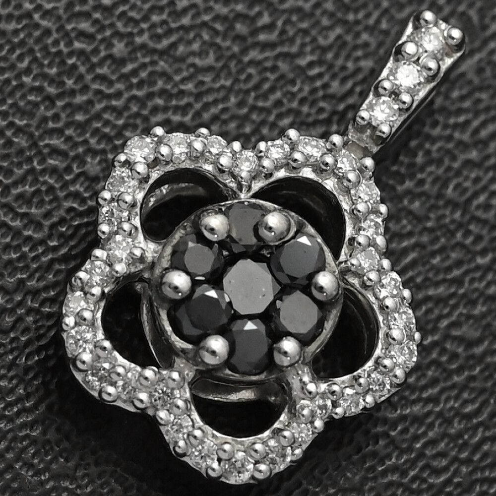 0.35 ct フラワーモチーフ･ダイヤモンドペンダントトップ K 18 WG 750-2.3 g ホワイトゴールド 翌日配送可 ♀ S レディース 599330