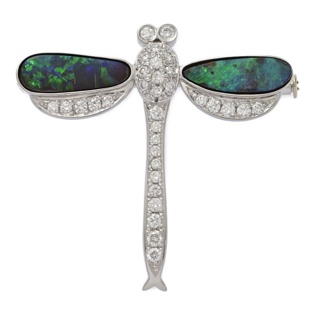 OP 3 19 ct 0 58 オーストラリア ライトニング リッジ 虫 トンボモチーフ オパール ダイヤモンドブローチ ペンダント Pt 900 8 4 g ♀ S レディース 598518