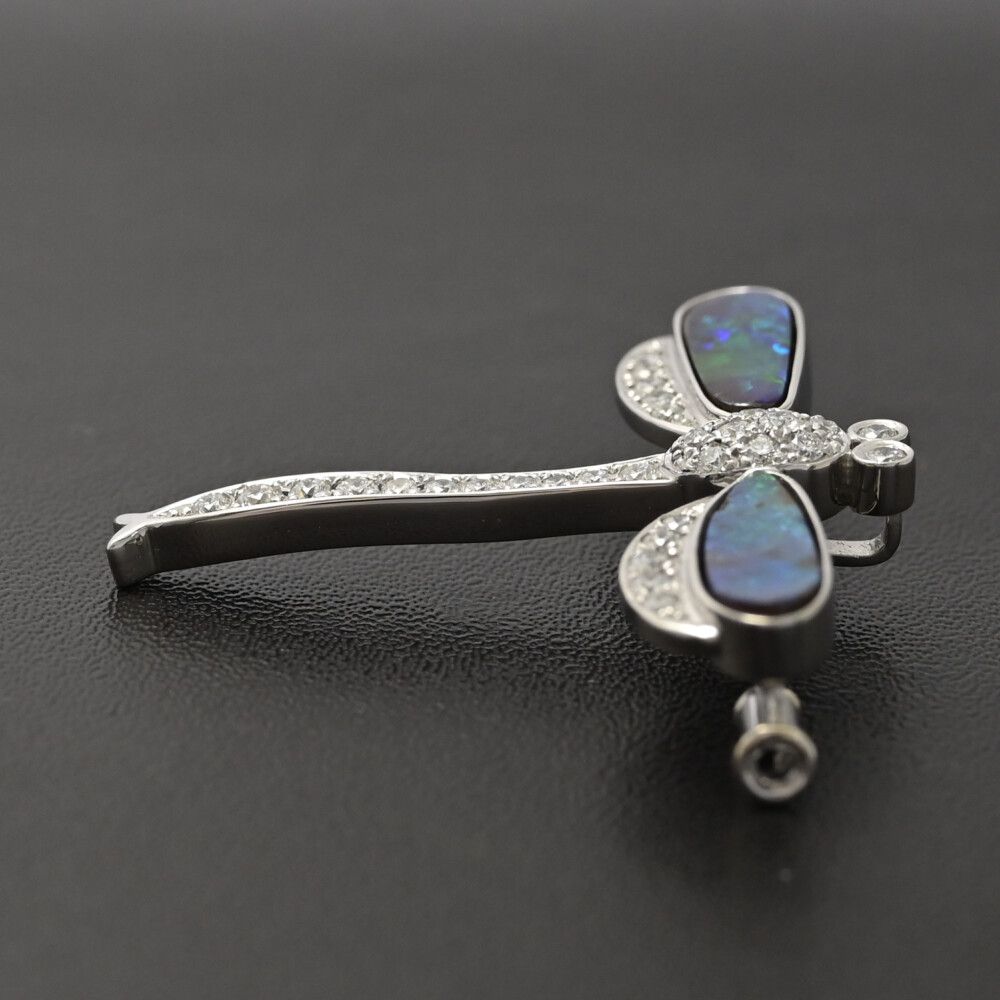  OP 3.19 ct 0.58 オーストラリア ライトニング リッジ 虫 トンボモチーフ オパール ダイヤモンドブローチ×ペンダント Pt 900-8.4 g ♀ S レディース 598518 その他 アクセサリー