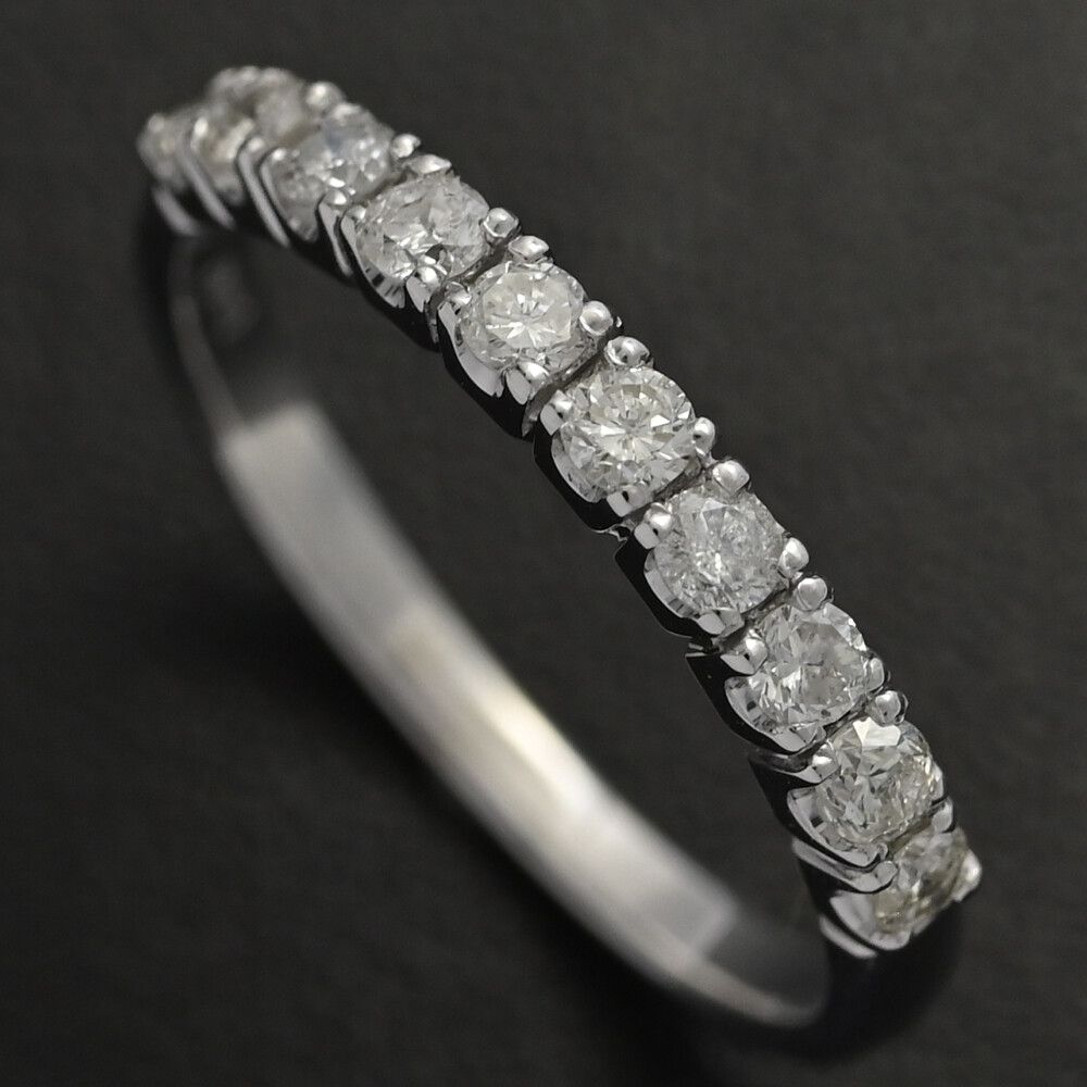 0.3 ct ハーフエタニティ･ダイヤモンド リング･指輪 K 18 WG 750-1.9 g 9.5号 49.5 ホワイトゴールド プレゼント 記念日 ♀ S レディース 598159