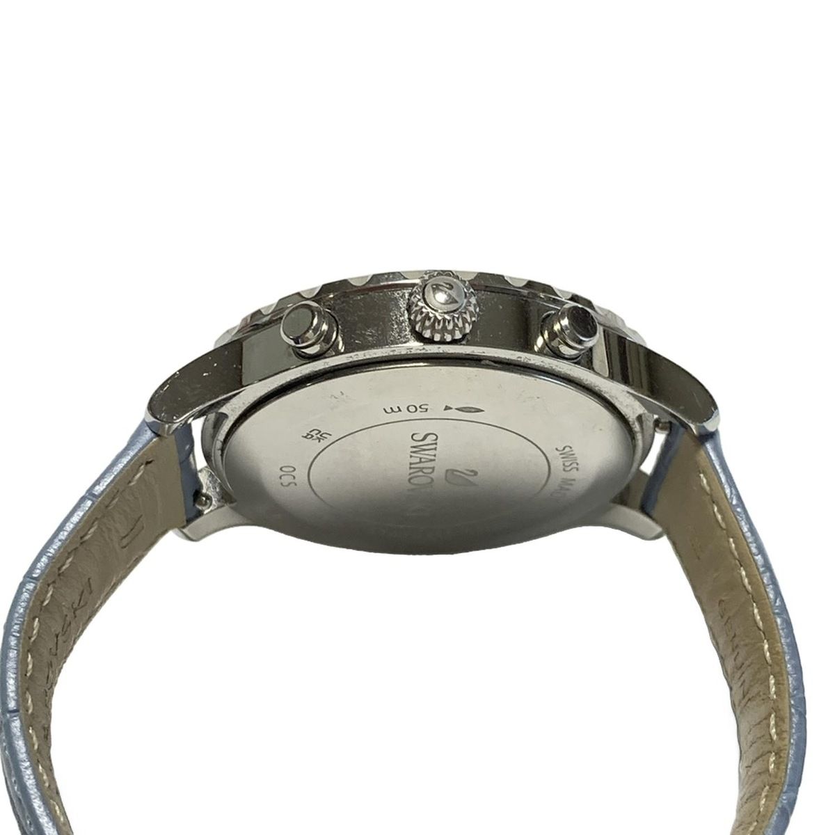 SWAROVSKI(スワロフスキー) 腕時計 - レディース 型押し加工/クロノ