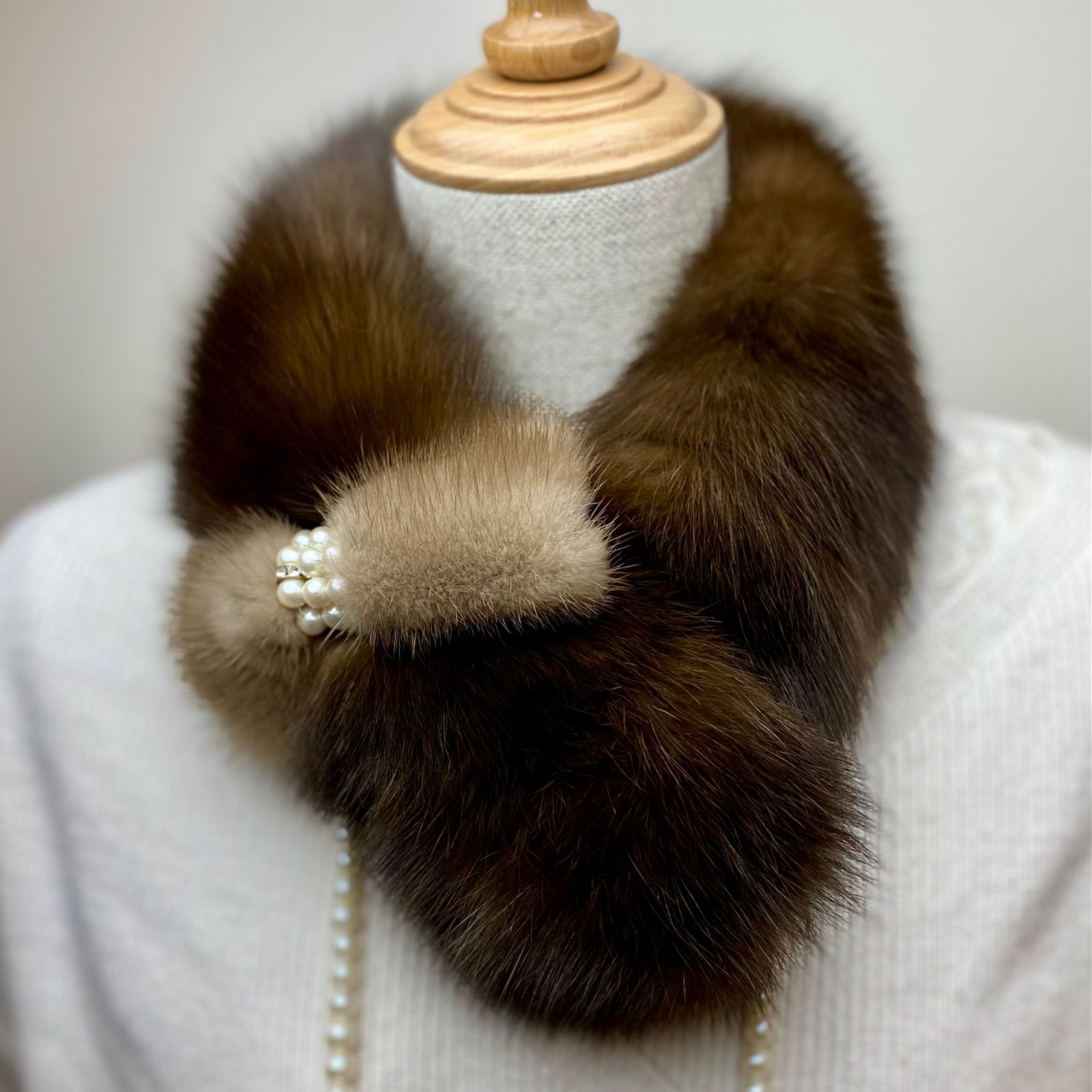 クリスマスフェア🎄🎁✨ 超高級！ロシアンセーブルリボンマフラー*毛皮