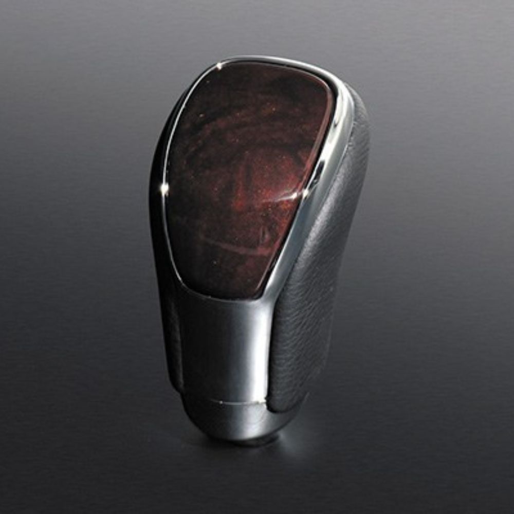 (ブラウンウッド茶木目×グレーレザー) オリジナル ウッドコンビ シフトノブ LXデザイン 8mm径 クラウン 170系 H11/9-H15/12 SK09-27 シャフト径8mm AT車