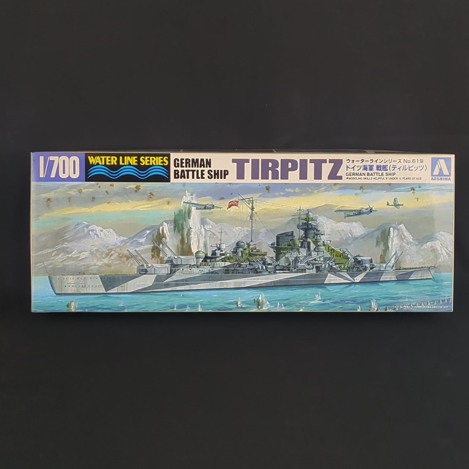 当時物 品 アオシマ 046067 ウォーターラインシリーズ 619 ドイツ海軍 戦艦 ティルピッツ