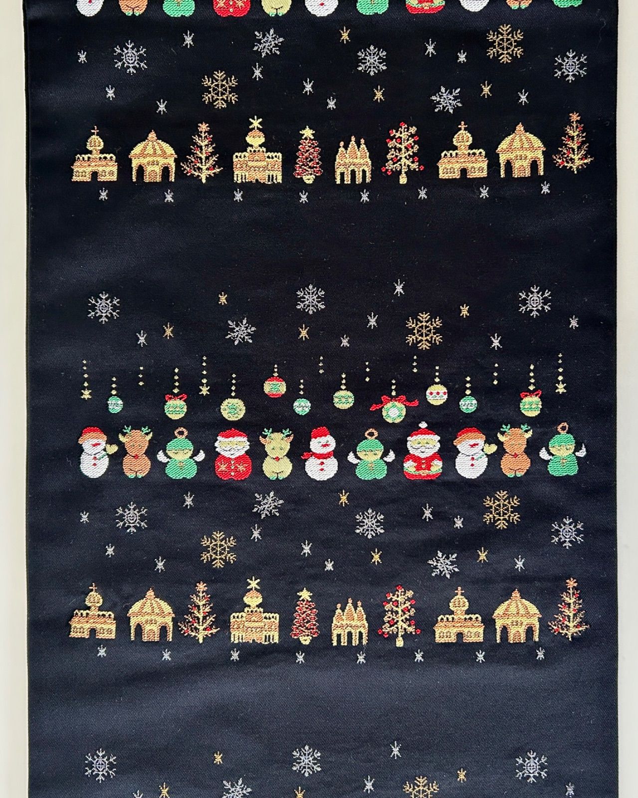 名古屋帯 黒地 塩瀬 西陣 サンタ 雪の結晶 OなA 115