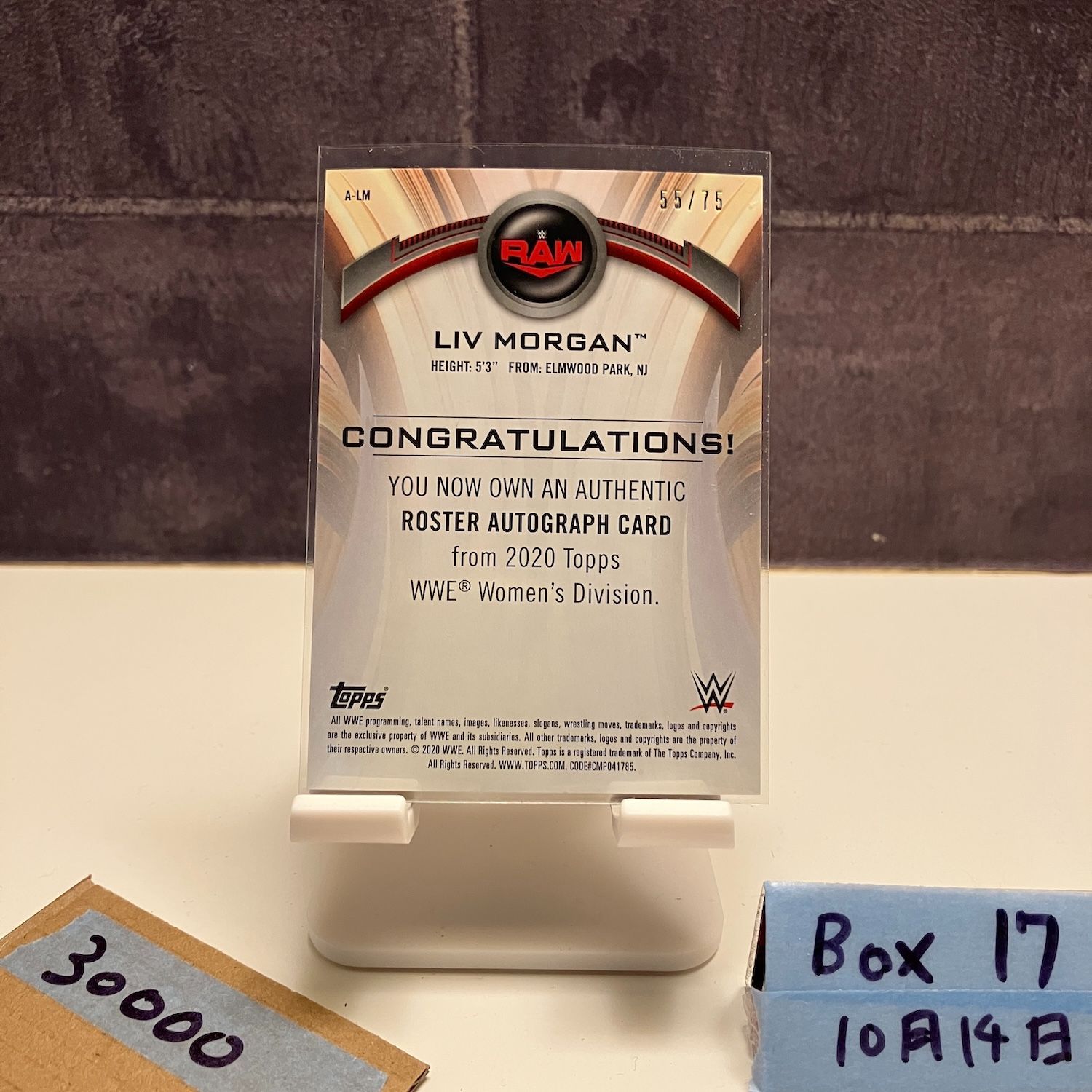 2020 Topps WWE Women s Division Liv Morgan 55 75 直筆サインカード RAW カード