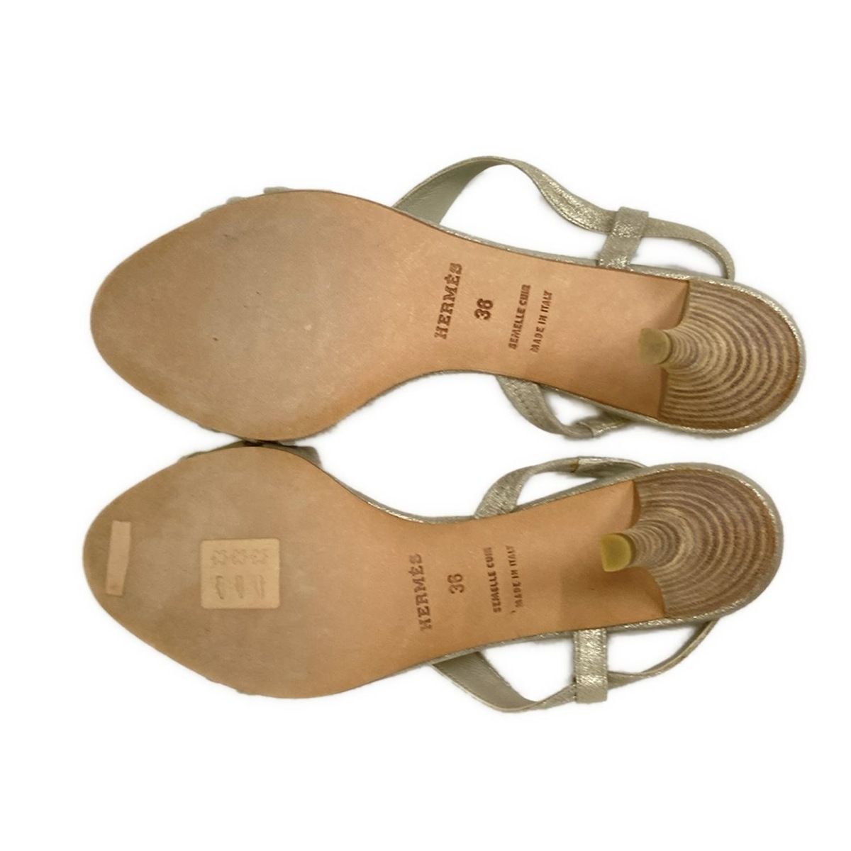 エルメス　ローヒール　ミュールサンダル　良品　36　ゴールド HERMES(エルメス) サンダル 36 レディース美品 - ゴールド ラメ レザー