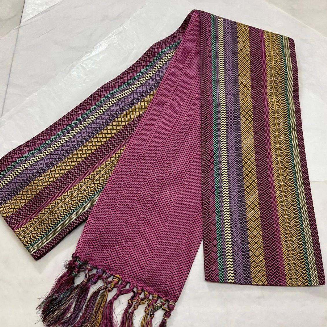 ●kimono one●kimonoarisa●厳選● ●本場筑前博多織●博多献上●手織正絹●半幅帯●半巾帯小袋帯●370㎝●