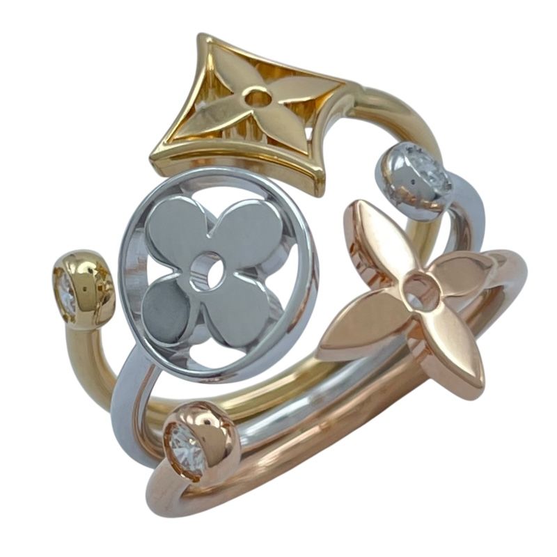 ルイ ヴィトン LOUIS VUITTON バーグモノグラムイディールブロッサムリング ゴールドxピンクゴールドxホワイトゴールド Au 750 ジュエリー