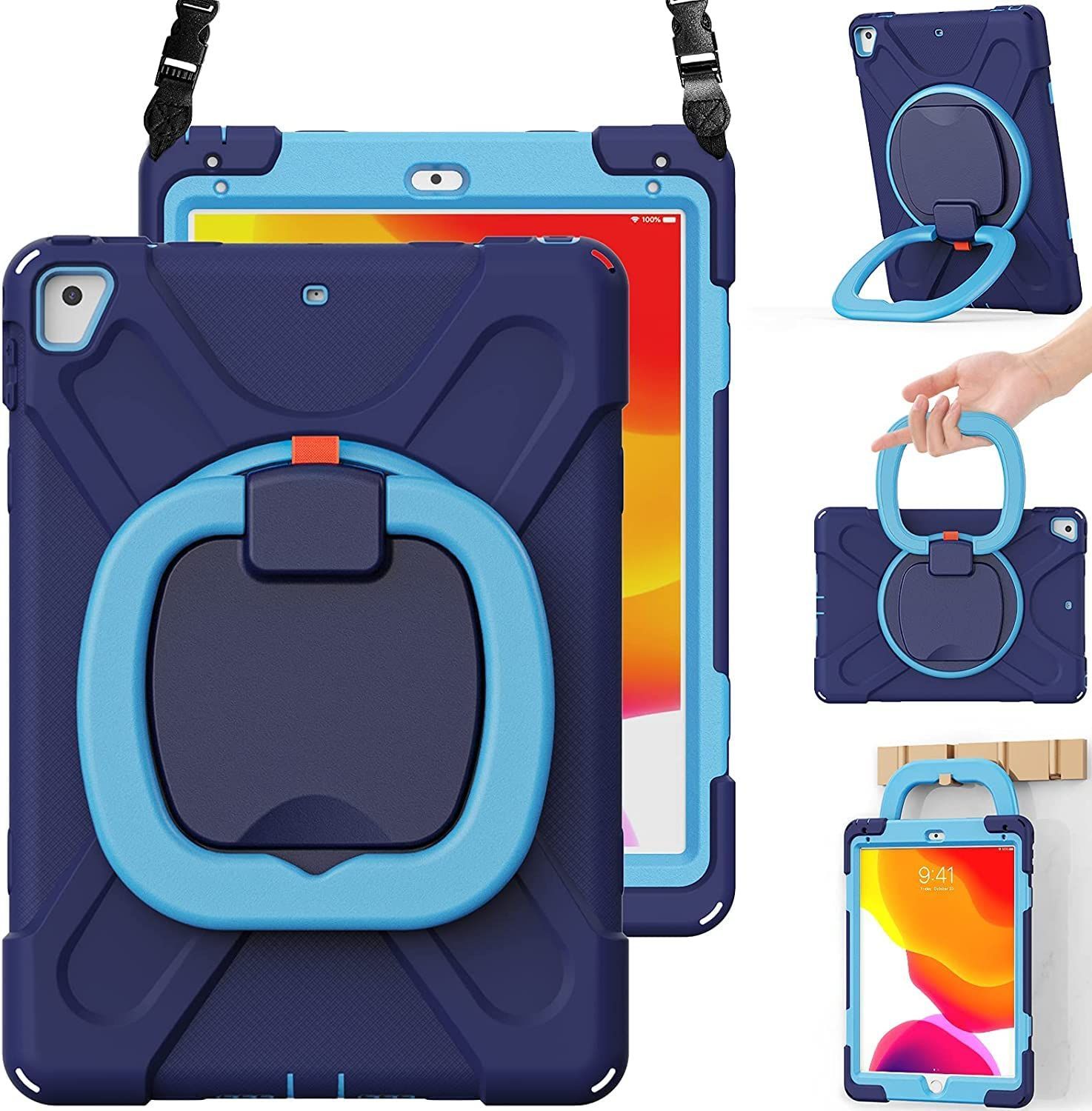 【特価セール】iPad 9.7 ケース iPad air2/iPad 第5世代 2017/iPad 第6世代 2018/iPad Pro 9.7 2016 ケース 耐衝撃 頑丈 米軍MIL資格 スタンド ハンドル付き 虹色 アイパッド Air 2 9.7インチ