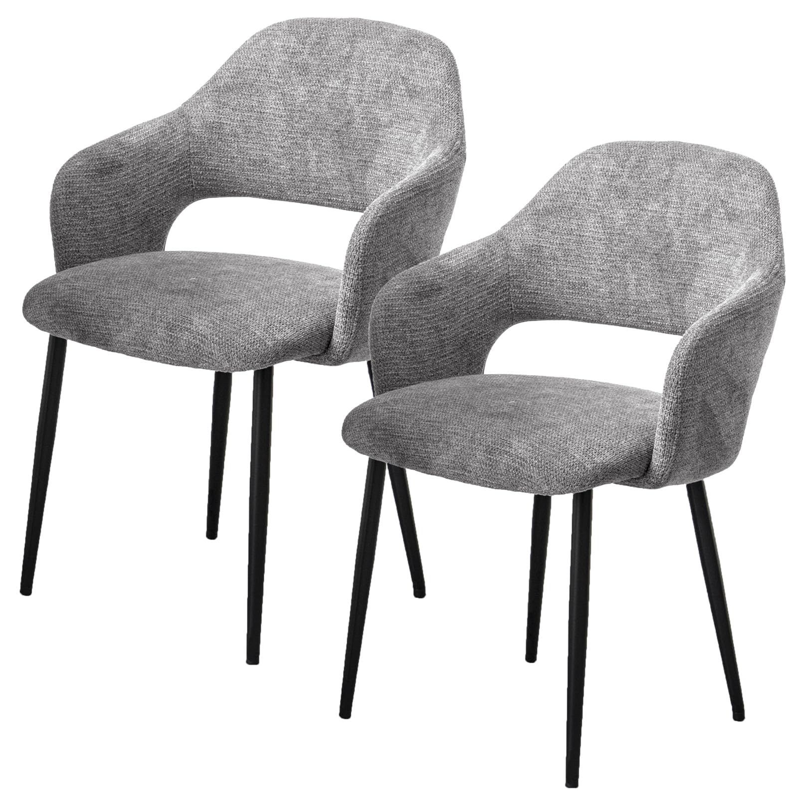 在庫処分 タンスのゲン ダイニングチェア 2脚セット 肘付き クッション座面 エイジング加工 食卓椅子 ダイニング チェアー シンプル モダン 撥水加工 ファブリック アッシュグレー 91098