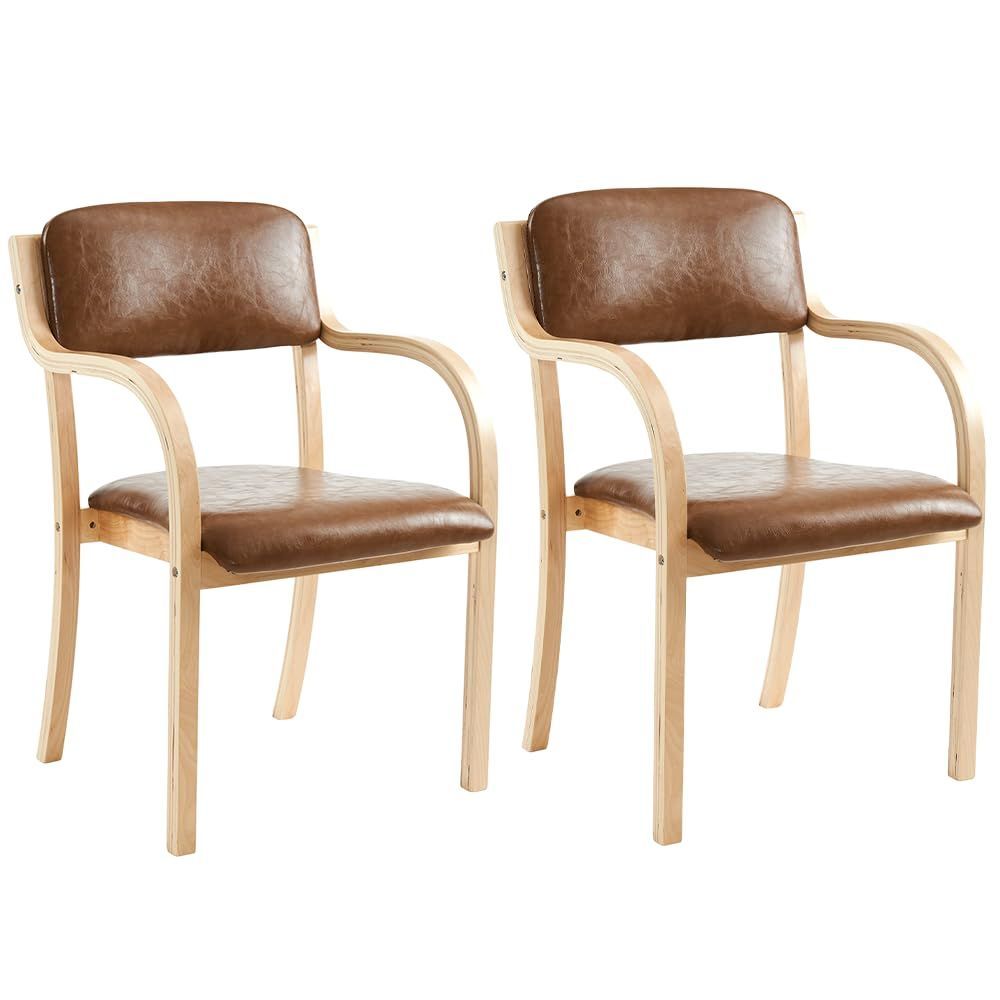 在庫 オーエスジェイ OSJ ダイニングチェア 2脚セット 椅子 介護椅子 肘付き PUレザー 夏に適しています ブラウン