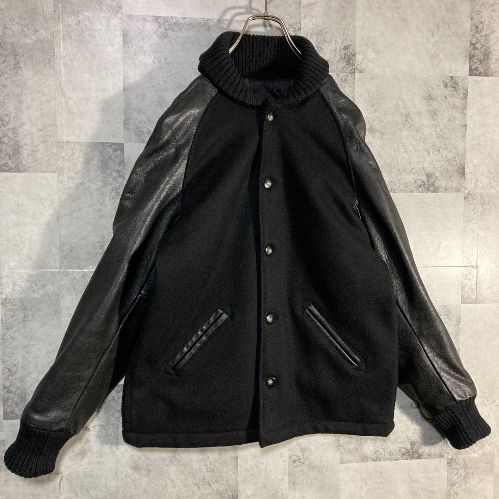 スクーカム　SKOOKUM スタジャン　ファラオジャケット　ブラック　アメリカ製 USA製 SKOOKUM スクーカム ファラオジャケット 袖レザー スタジャン