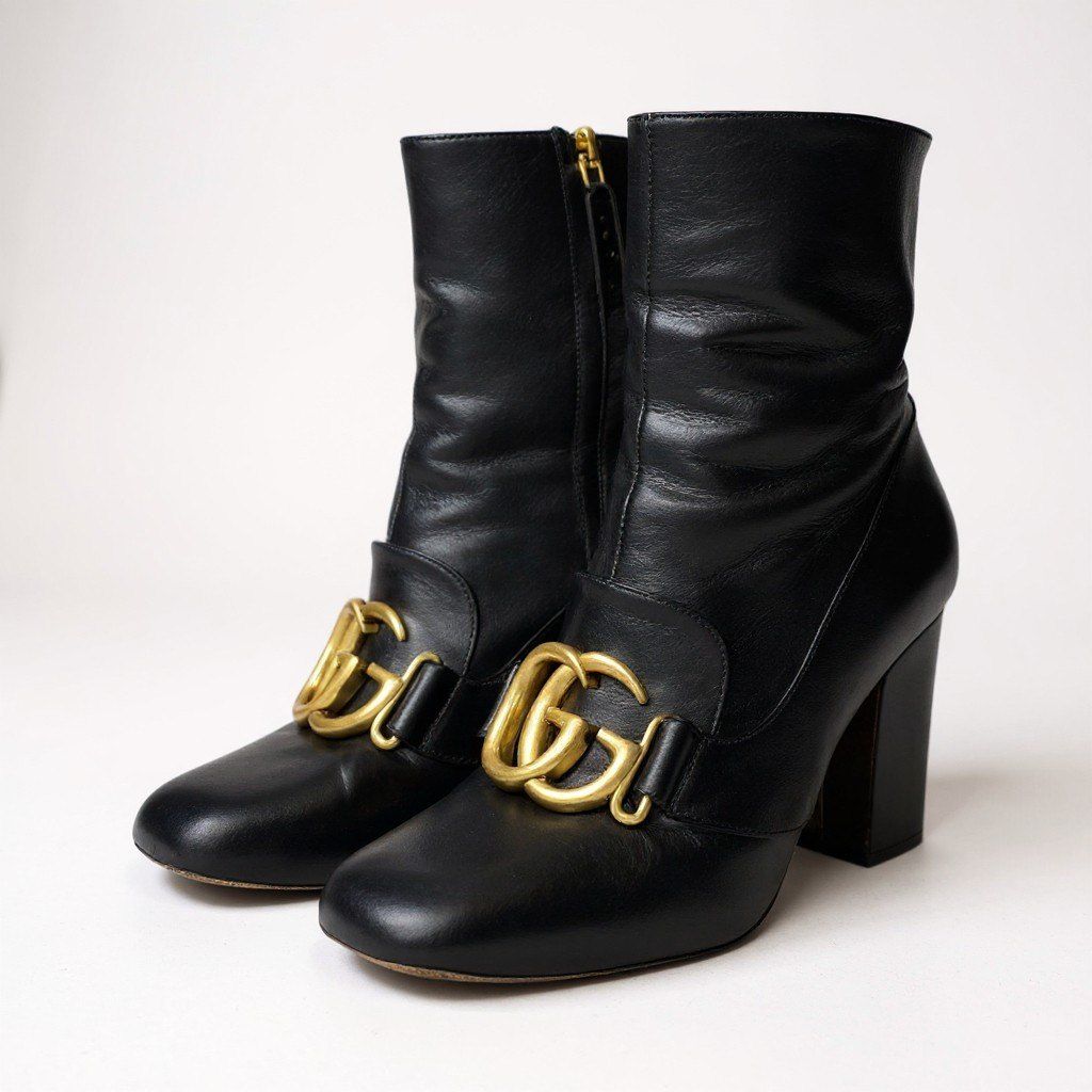 1L11 GUCCI グッチ ダブルG GGマーモント ショートブーツ チャンキー