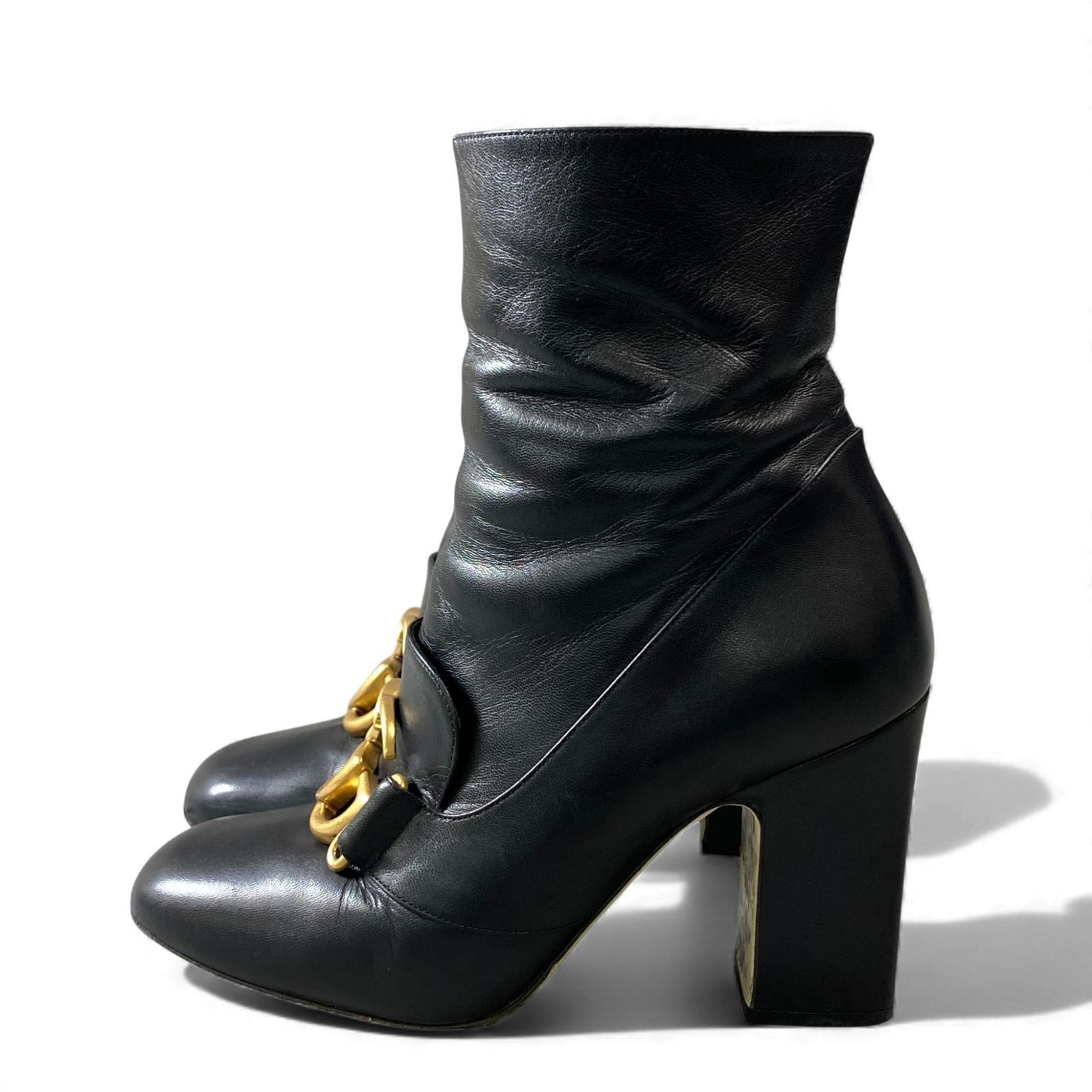 1L11 GUCCI グッチ ダブルG GGマーモント ショートブーツ チャンキー