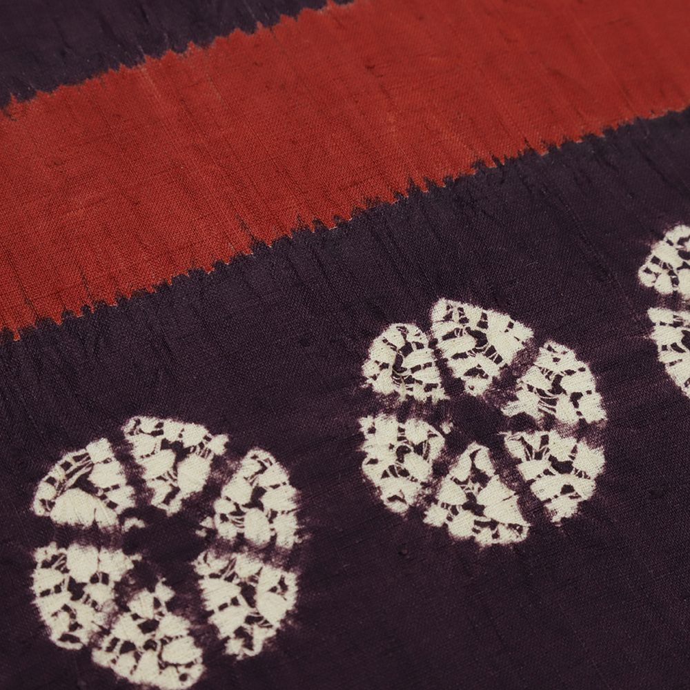 名古屋帯 紬 紫根染 正絹 中古 紫 臙脂 帯 絞り リサイクル 草木染め