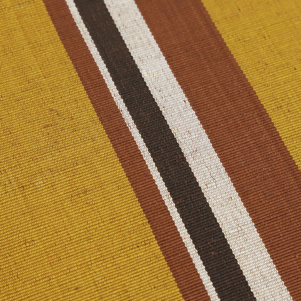 名古屋帯 黄八丈 中古 正絹 ベージュ 黄茶 縞 仕立て上がり カジュアル