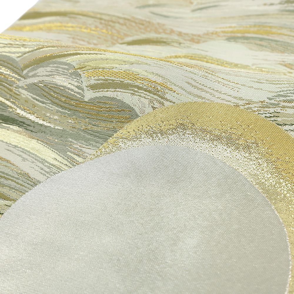 袋帯 金 正絹 廣部商事 月 波 流水 風 引箔 セミフォーマル お洒落