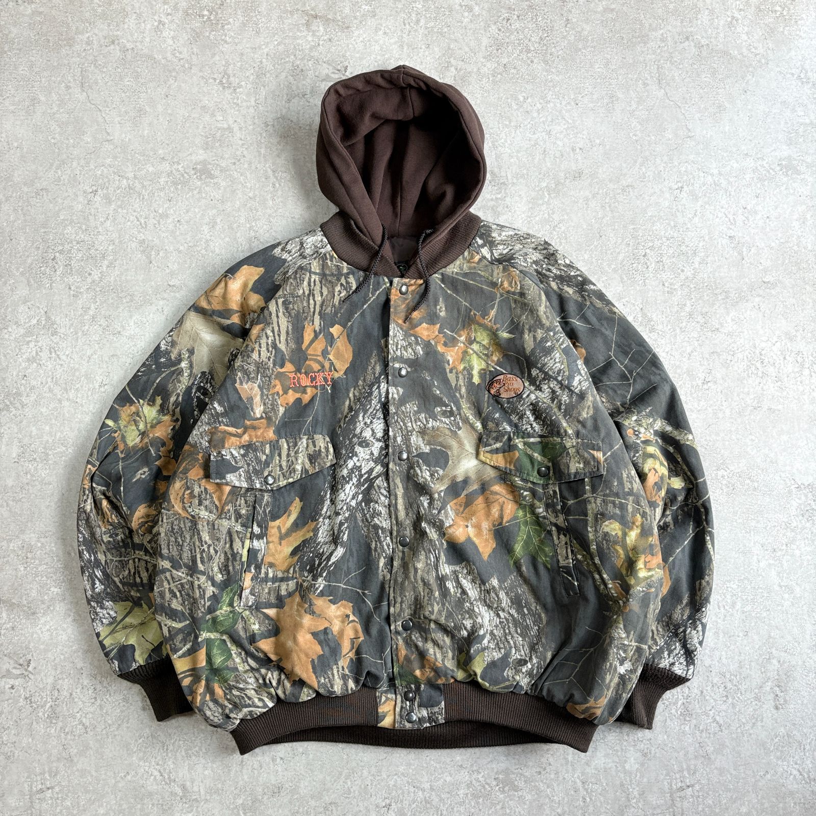 00 s Bass Pro Shops RED HEAD RealTree Hooded Jacket バスプロショップス レッドヘッド リアルツリー フード付き ブルゾン 中綿ジャケット ハンティング MOSSYOAK BREAK UP