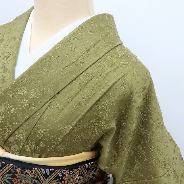 百華❀Y4177◇美品未着用 仕付け糸付 ゆったりサイズ 正絹 色無地 着物