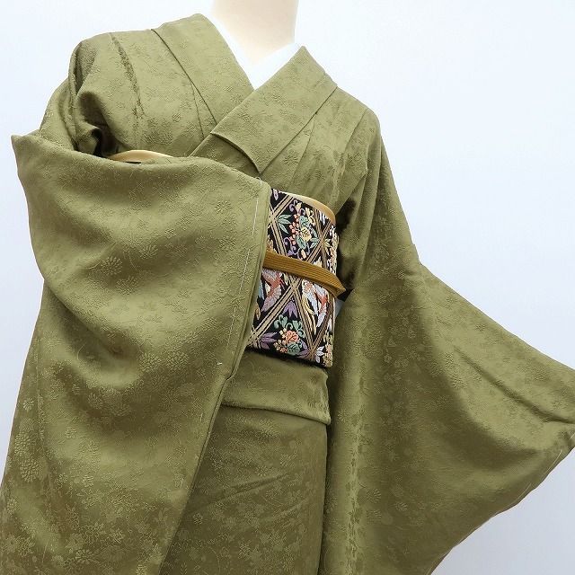  百華 Y 4177 未着用 仕付け糸付 ゆったりサイズ 正絹 色無地 着物 色無地 着物