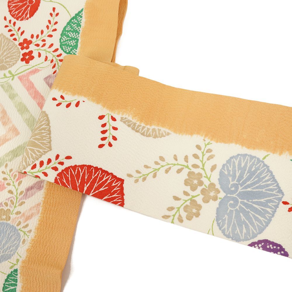  名古屋帯 白 正絹 多ち花 摺り友禅 花 橘 絞り 帯 リサイクル カジュアル お洒落 仕立て上がり 九寸 No i 6 2495 名古屋帯 帯