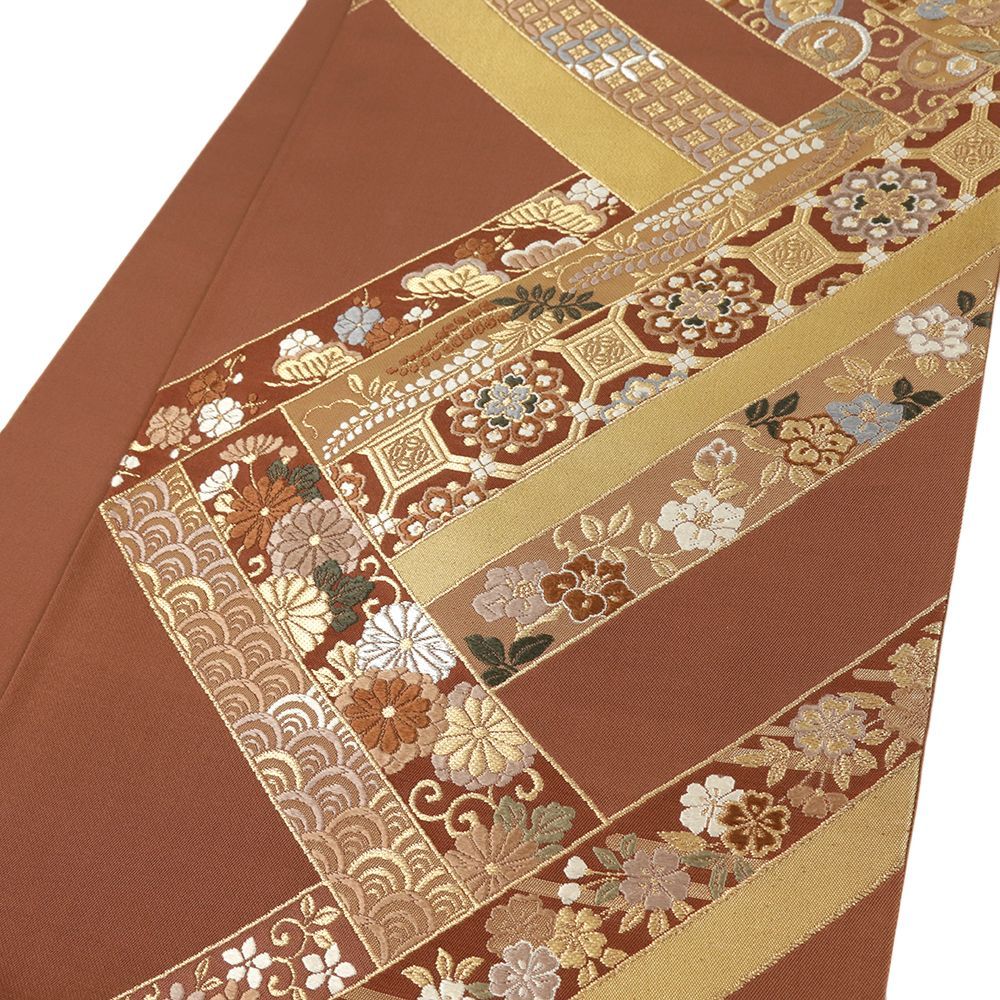 ★専用★袋帯 ベージュ 七宝繋ぎ 華文 お洒落 正絹 仕立て上がり 袋帯 ベージュ 七宝繋ぎ 華文 お洒落 正絹 仕立て上がり ☆専用☆袋帯