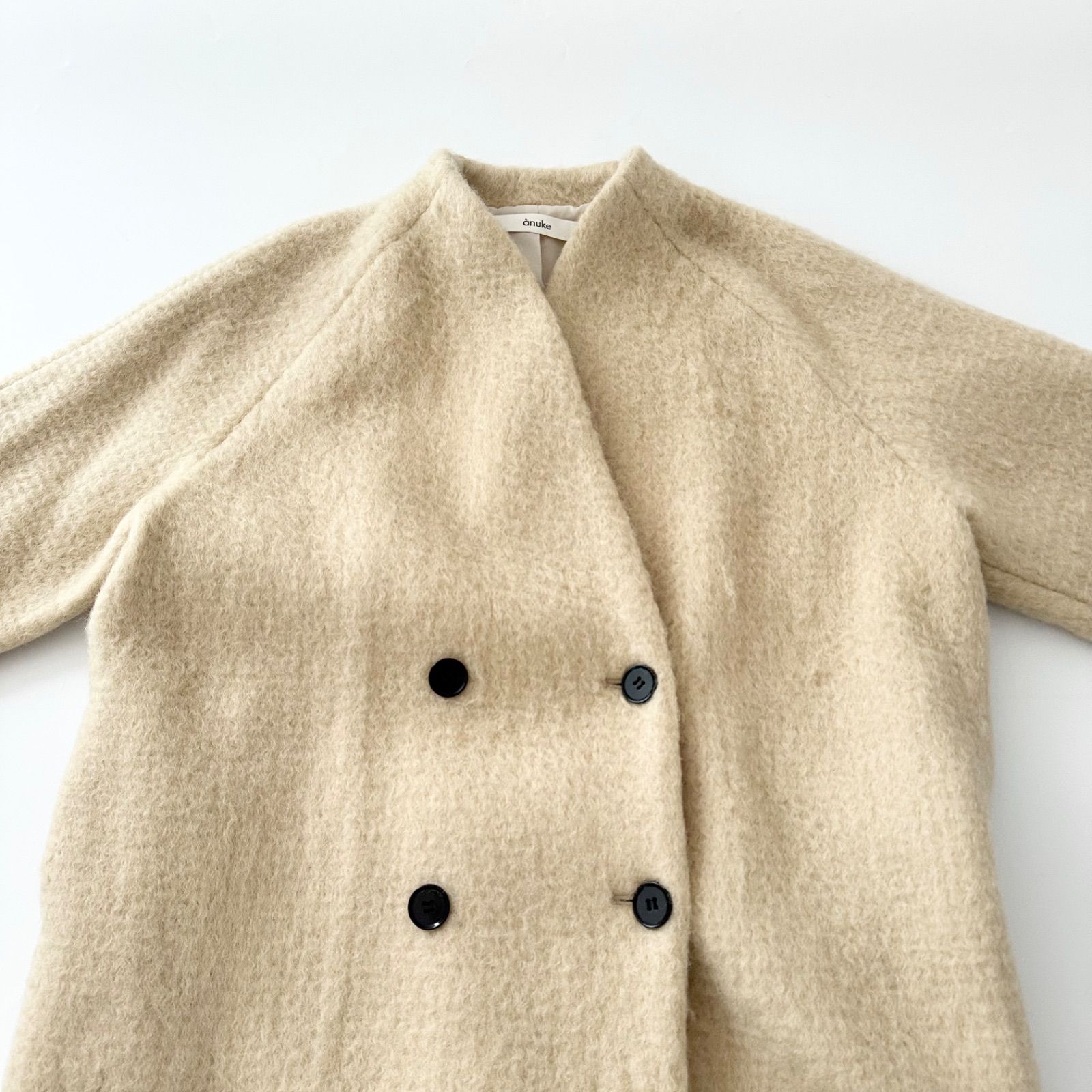 新品 anuke アンヌーク Collarless Shaggy Coat 2024AW クリーム 36 S