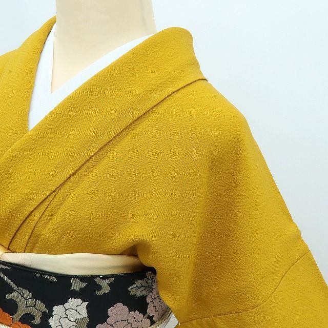 百華❀Y4179◇美品 染め一つ紋 手縫い仕立て 正絹 色無地 着物 単品