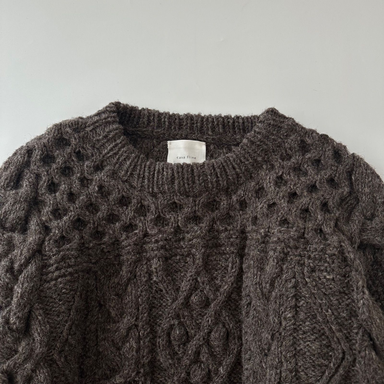 美品 CASA FLINE カーサフライン アラン模様パネル ニットプルオーバー