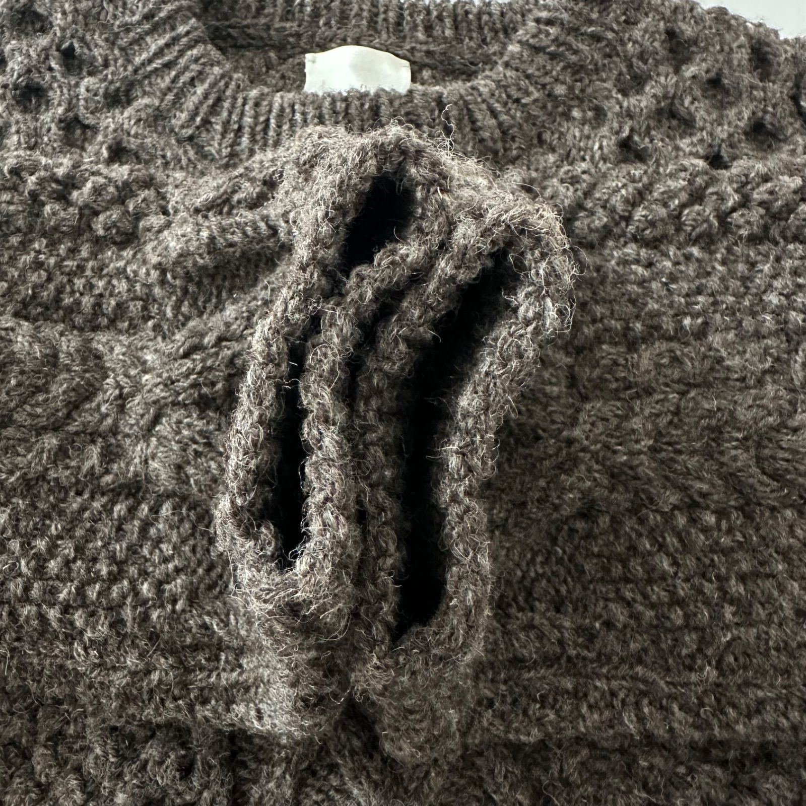 美品 カーサフライン アラン模様 パネルニット プルオーバー ブラウン F 美品 CASA FLINE カーサフライン アラン模様パネル ニットプルオーバー