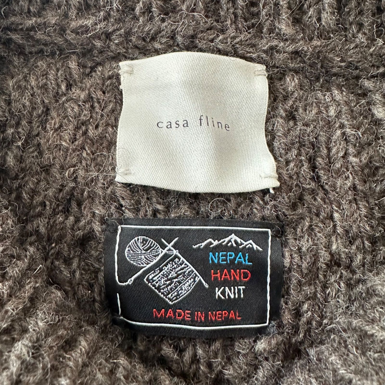 美品 CASA FLINE カーサフライン アラン模様パネル ニットプルオーバー