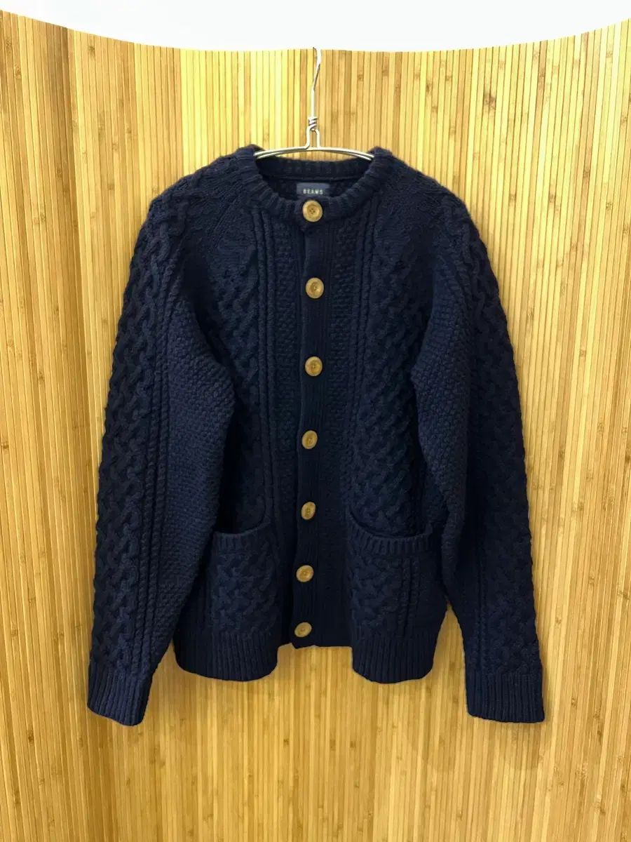 ビームス BEAMS Mサイズ アランニット カーディガン ネイビー