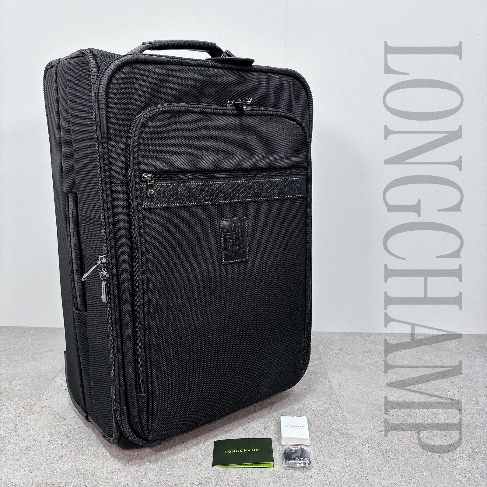 美品! LONGCHAMP ロンシャン スーツケース 布製 持ち手レザー 機内 美品! LONGCHAMP ロンシャン スーツケース 布製 持ち手レザー 機内