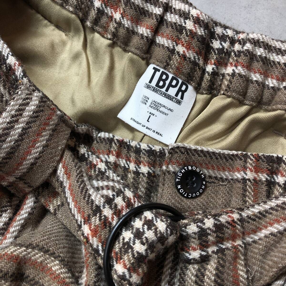 GQ4297◇TIGHTBOOTH : 21AW PLAID FLANNEL BAGGY SLACKS◇L◇チェック