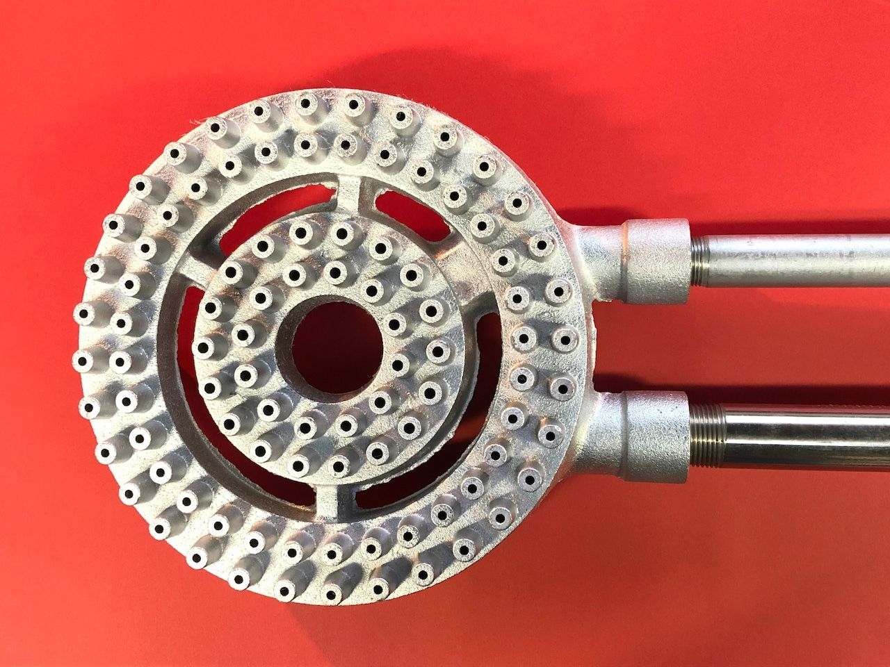 １０インチ中華バーナー 混合管パイプ付 ２5㎝Φ パイプ寸法オーダー料金込みの値段です 鋳鉄製バーナー 業務用厨房器具 ガスバーナー 中華レンジバーナー ガスコンロ 交換用 調整法説明付き