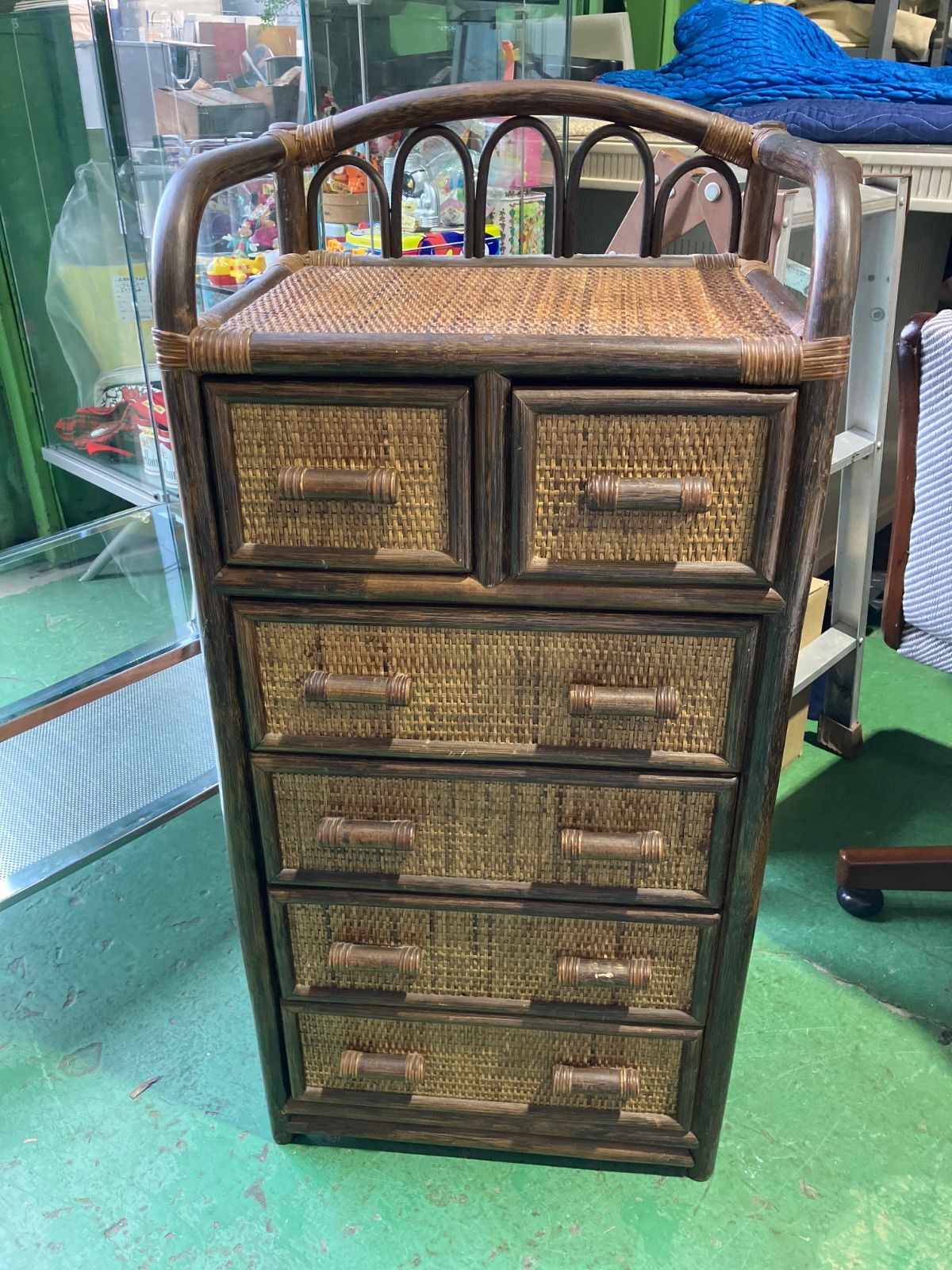 籐 ラタン ラタンチェスト 棚 収納棚 6段収納 オシャレ家具 おしゃれ