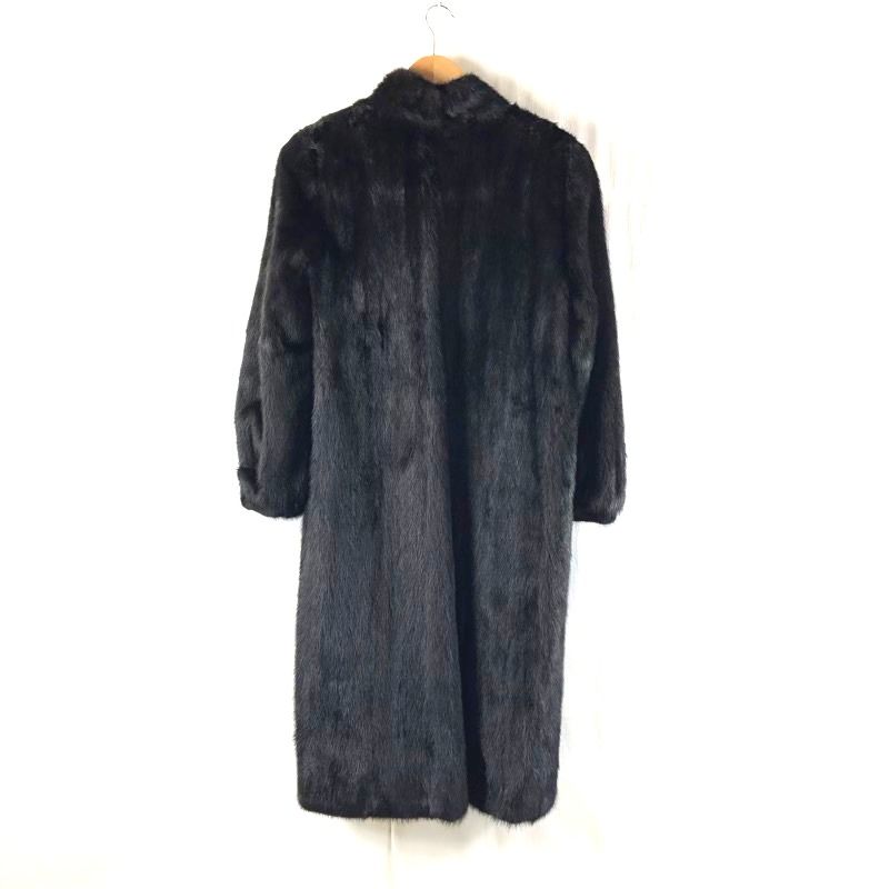 コート ロング ミンク 毛皮 ホック 組成表示タグなし 黒 15サイズ