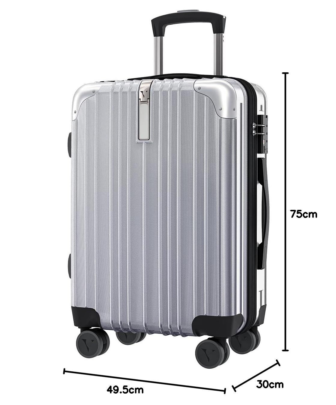 VELSKYF 客室乗務員監修 スーツケース キャリーケース キャリーバッグ キャスター交換 日本企業企画 一部パーツ無期限メーカー TSAダイヤルロック ダブルキャスター Lサイズ 7泊以上 4.2 kg 92.5 L シルバー 銀