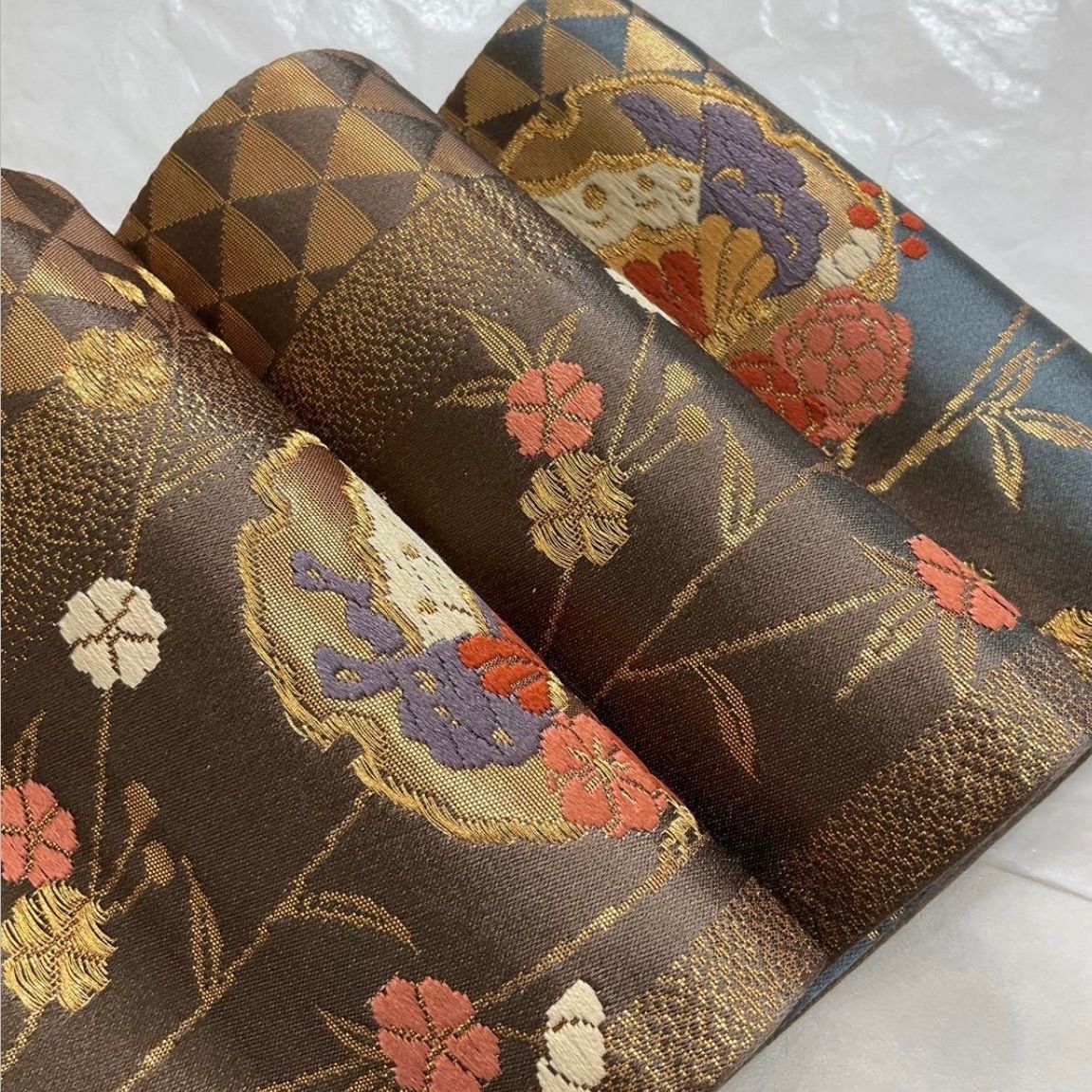 厳選●未使用同然●最高級西陣織唐織手織正絹●半幅帯半巾帯小袋帯●433 ○kimono+one○kimonoarisa○未使用同然○最高級西陣織唐織○手織正絹