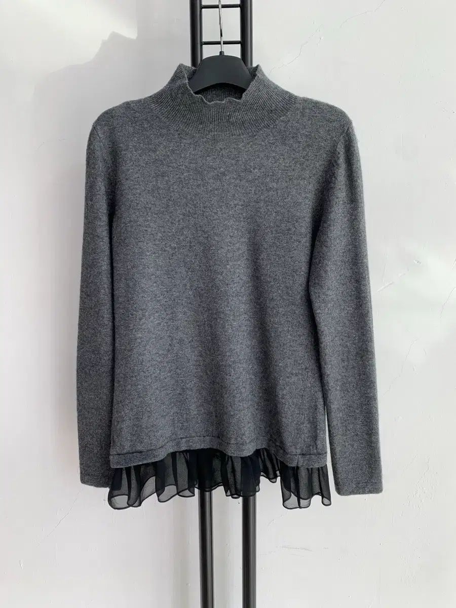 アルベルタ フェレッティ フリル レイヤード グレー ラナウール ニット