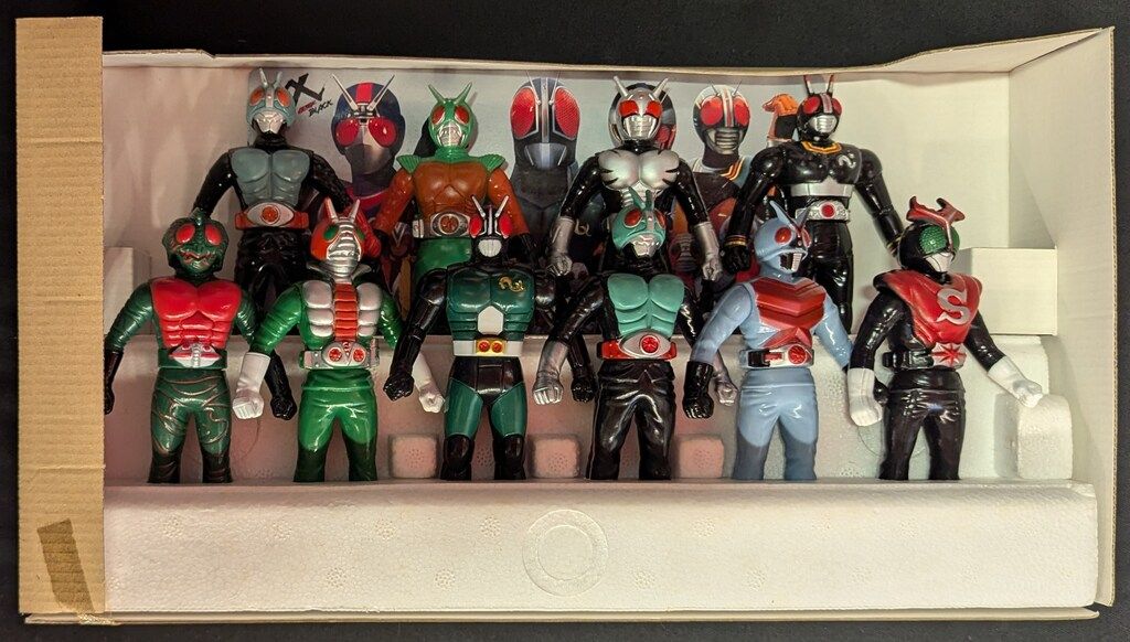 仮面ライダーBLACK RX放映当時 食玩ミニソフビ７体セット 仮面ライダー 食玩編 バンダイ 1987〜1989年 - キャラクターグッズ研究所