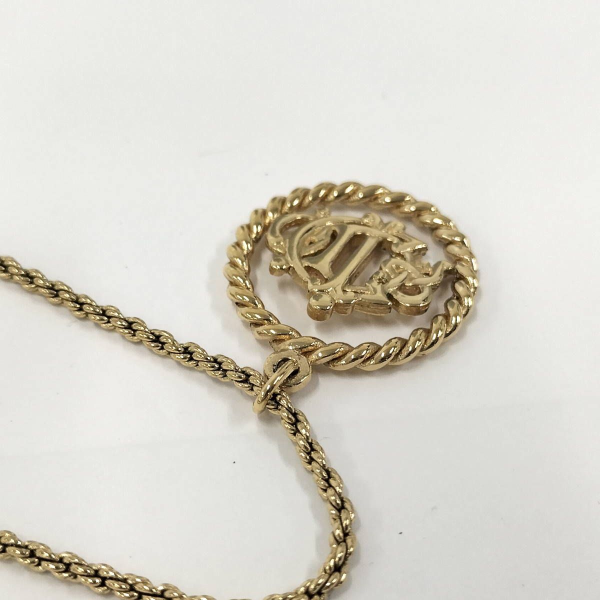 Christian Dior 本物 ネックレス ロゴ メッキ ゴールド Christian Dior