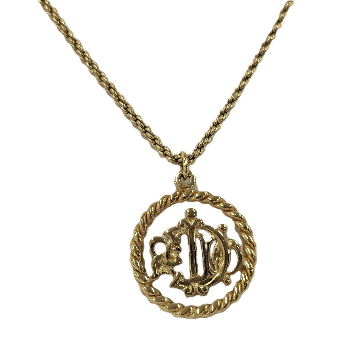 Christian Dior 本物 ネックレス ロゴ メッキ ゴールド Christian Dior