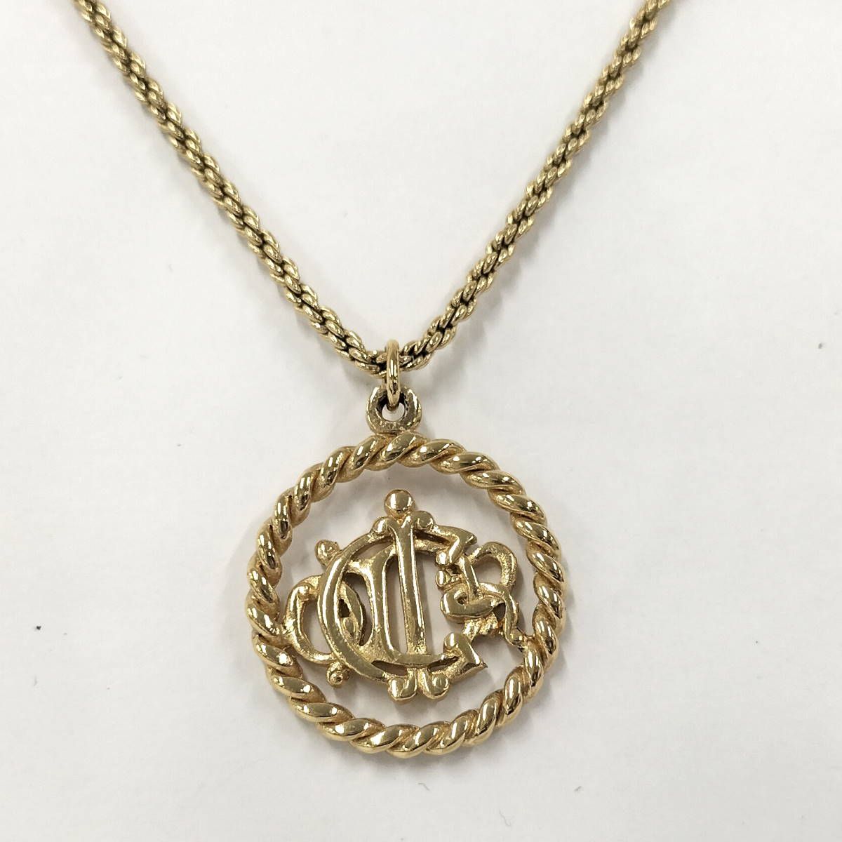 Christian Dior 本物 ネックレス ロゴ メッキ ゴールド Christian Dior