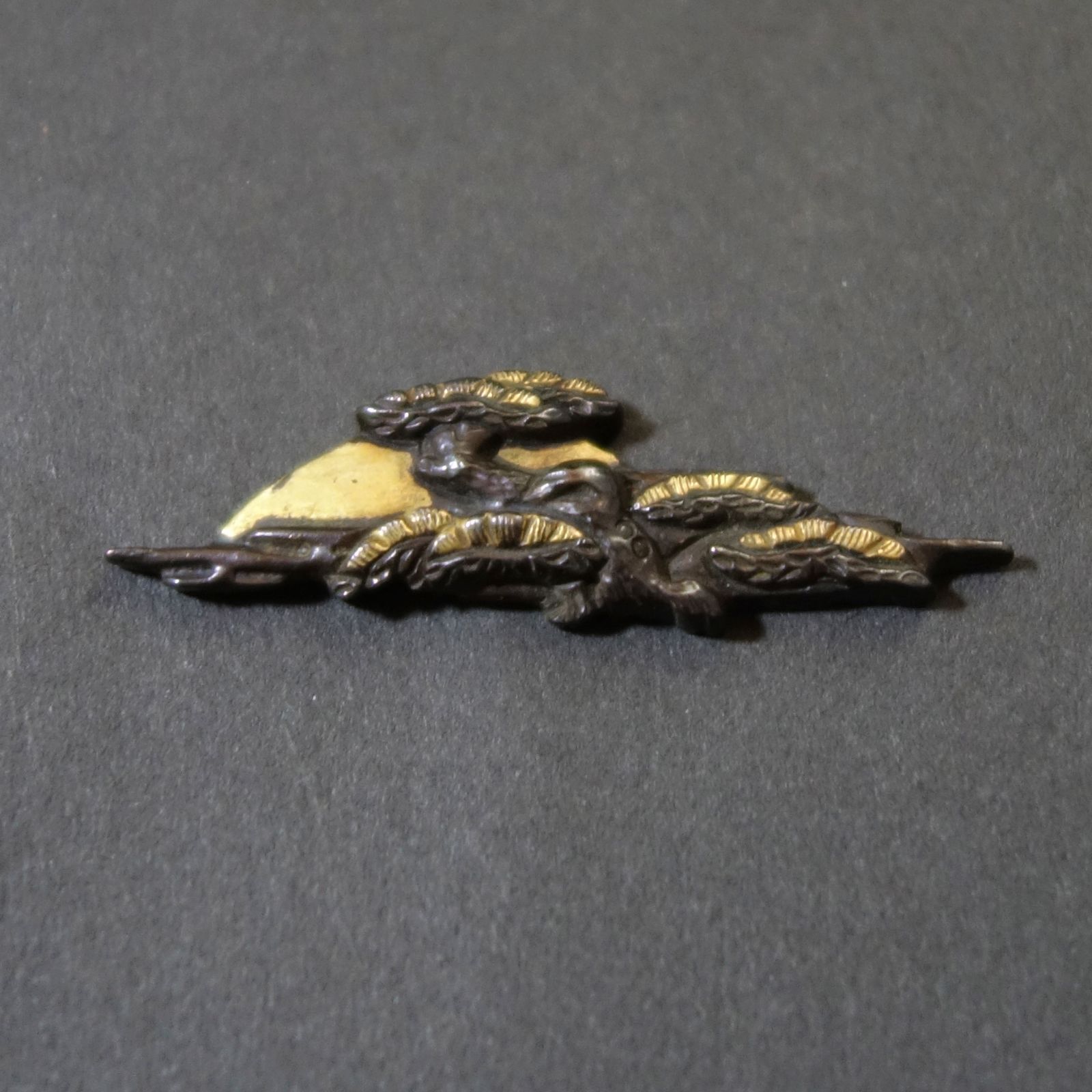 刀装具 【 高肉彫 象嵌 鍍金 刀装具 煙草入前金具 ×7点 】 煙草入 前